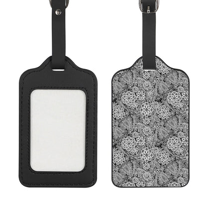 Black And White Western Flower Print Luggage Tag
