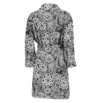 Black And White Western Flower Print Men's Bathrobe