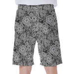 Black And White Western Flower Print Men's Beach Shorts