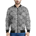 Black And White Western Flower Print Men's Bomber Jacket