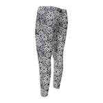 Black And White Western Flower Print Men's Compression Pants