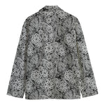 Black And White Western Flower Print Men's Cotton Blazer