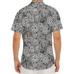 Black And White Western Flower Print Men's Deep V-Neck Shirt