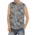 Black And White Western Flower Print Men's Fitness Tank Top