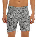 Black And White Western Flower Print Men's Long Boxer Briefs