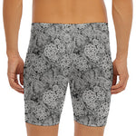Black And White Western Flower Print Men's Long Boxer Briefs