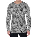 Black And White Western Flower Print Men's Long Sleeve T-Shirt