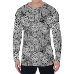 Black And White Western Flower Print Men's Long Sleeve T-Shirt