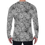 Black And White Western Flower Print Men's Long Sleeve T-Shirt