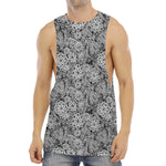 Black And White Western Flower Print Men's Muscle Tank Top