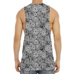 Black And White Western Flower Print Men's Muscle Tank Top