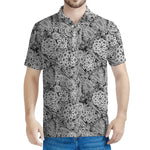 Black And White Western Flower Print Men's Polo Shirt