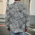 Black And White Western Flower Print Men's Shirt Jacket