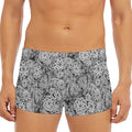 Black And White Western Flower Print Men's Short Boxer Briefs