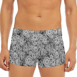 Black And White Western Flower Print Men's Short Boxer Briefs
