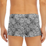 Black And White Western Flower Print Men's Short Boxer Briefs