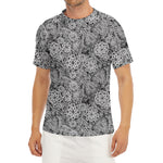 Black And White Western Flower Print Men's Short Sleeve Rash Guard
