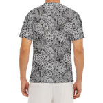 Black And White Western Flower Print Men's Short Sleeve Rash Guard