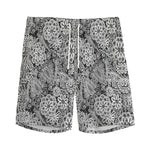 Black And White Western Flower Print Men's Sports Shorts