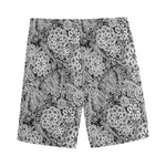 Black And White Western Flower Print Men's Sports Shorts