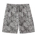 Black And White Western Flower Print Men's Swim Trunks