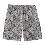 Black And White Western Flower Print Men's Swim Trunks