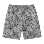 Black And White Western Flower Print Men's Swim Trunks