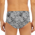 Black And White Western Flower Print Men's Triangle Swim Briefs
