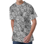 Black And White Western Flower Print Men's Velvet T-Shirt