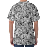 Black And White Western Flower Print Men's Velvet T-Shirt