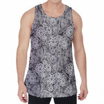 Black And White Western Flower Print Men's Velvet Tank Top
