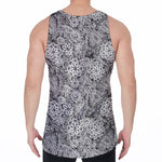Black And White Western Flower Print Men's Velvet Tank Top
