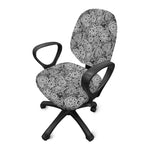 Black And White Western Flower Print Office Chair Cover