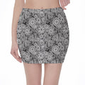 Black And White Western Flower Print Pencil Mini Skirt