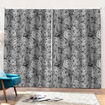 Black And White Western Flower Print Pencil Pleat Curtains
