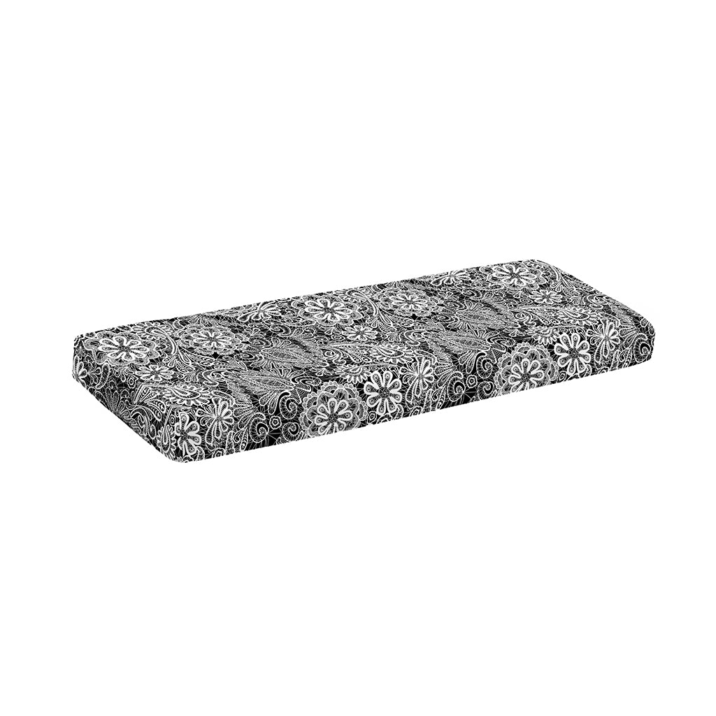 Black And White Western Flower Print Piano Keyboard Cover