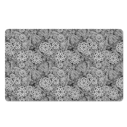 Black And White Western Flower Print Polyester Doormat