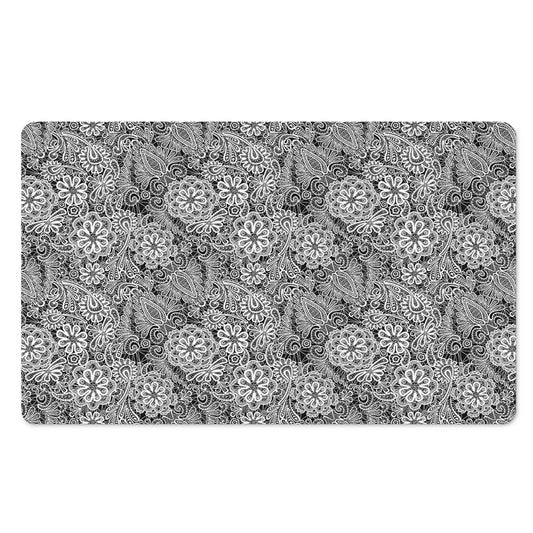 Black And White Western Flower Print Polyester Doormat