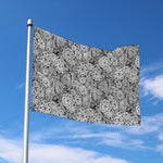 Black And White Western Flower Print Polyester Flag