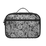 Black And White Western Flower Print Portable Lunch Bag