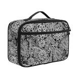 Black And White Western Flower Print Portable Lunch Bag