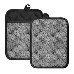 Black And White Western Flower Print Pot Holders With Pocket