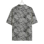Black And White Western Flower Print Rayon Hawaiian Shirt