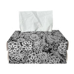 Black And White Western Flower Print Rectangle Tissue Box Cover