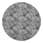 Black And White Western Flower Print Round Blanket
