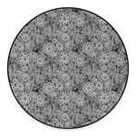 Black And White Western Flower Print Round Floor Mat