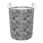 Black And White Western Flower Print Round Laundry Basket