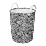 Black And White Western Flower Print Round Laundry Basket