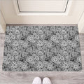 Black And White Western Flower Print Rubber Doormat