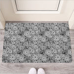 Black And White Western Flower Print Rubber Doormat